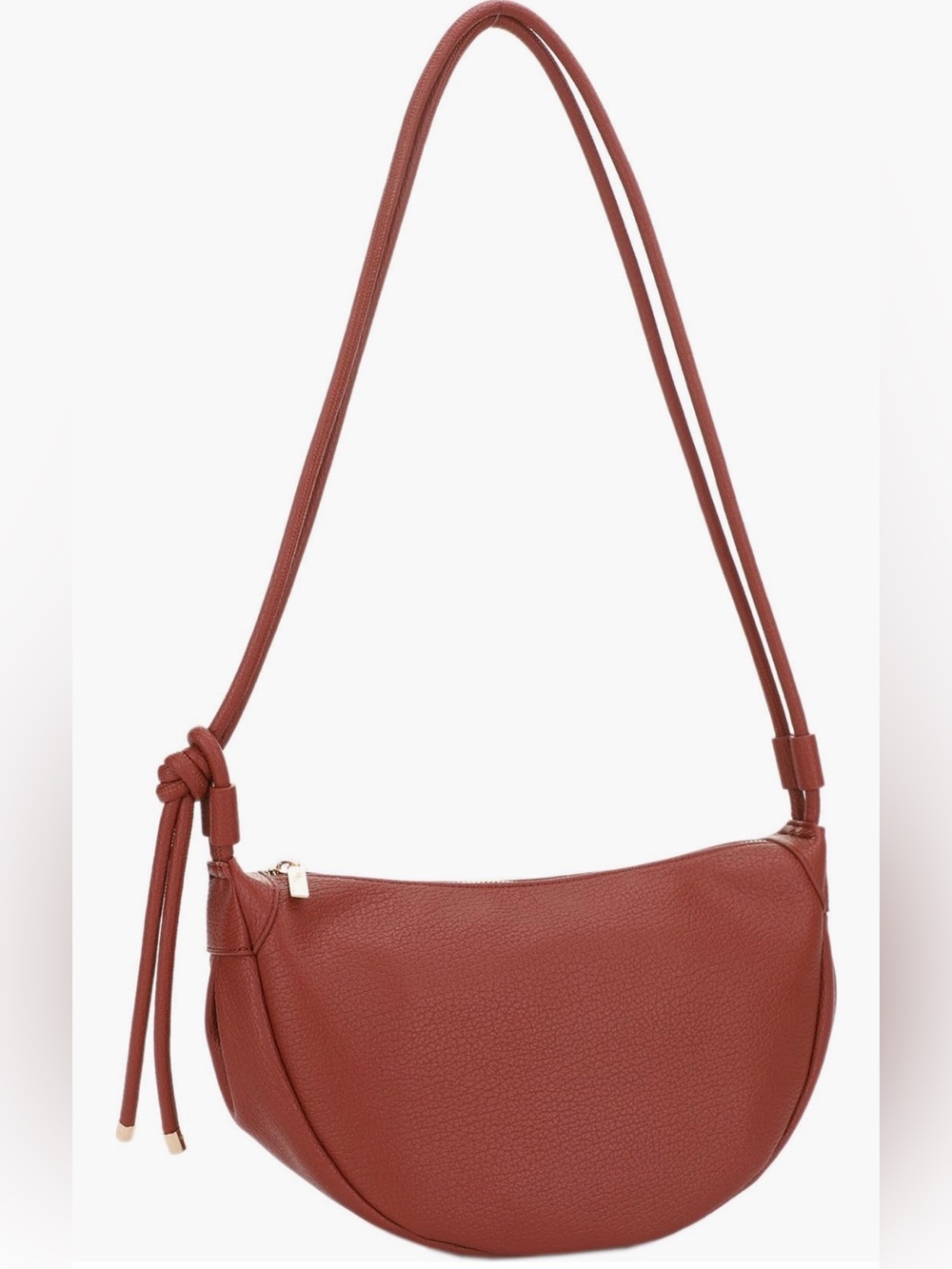 Cognac Crescent Hobo Shoulder Bag | Mali + Lili Aria Bag Vegan Leather